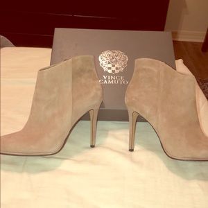 Beautiful suede heeled designer booties